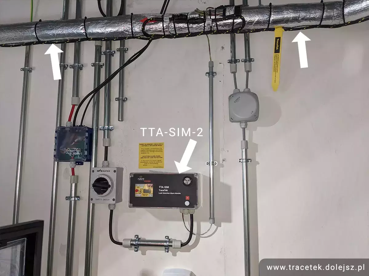 TraceTek TT1100-OHP-7.5M-PC przewód sensorowy do wykrywania wycieków wody, glikolu | montaż na rurociągach | 7,5 m | złącza PC