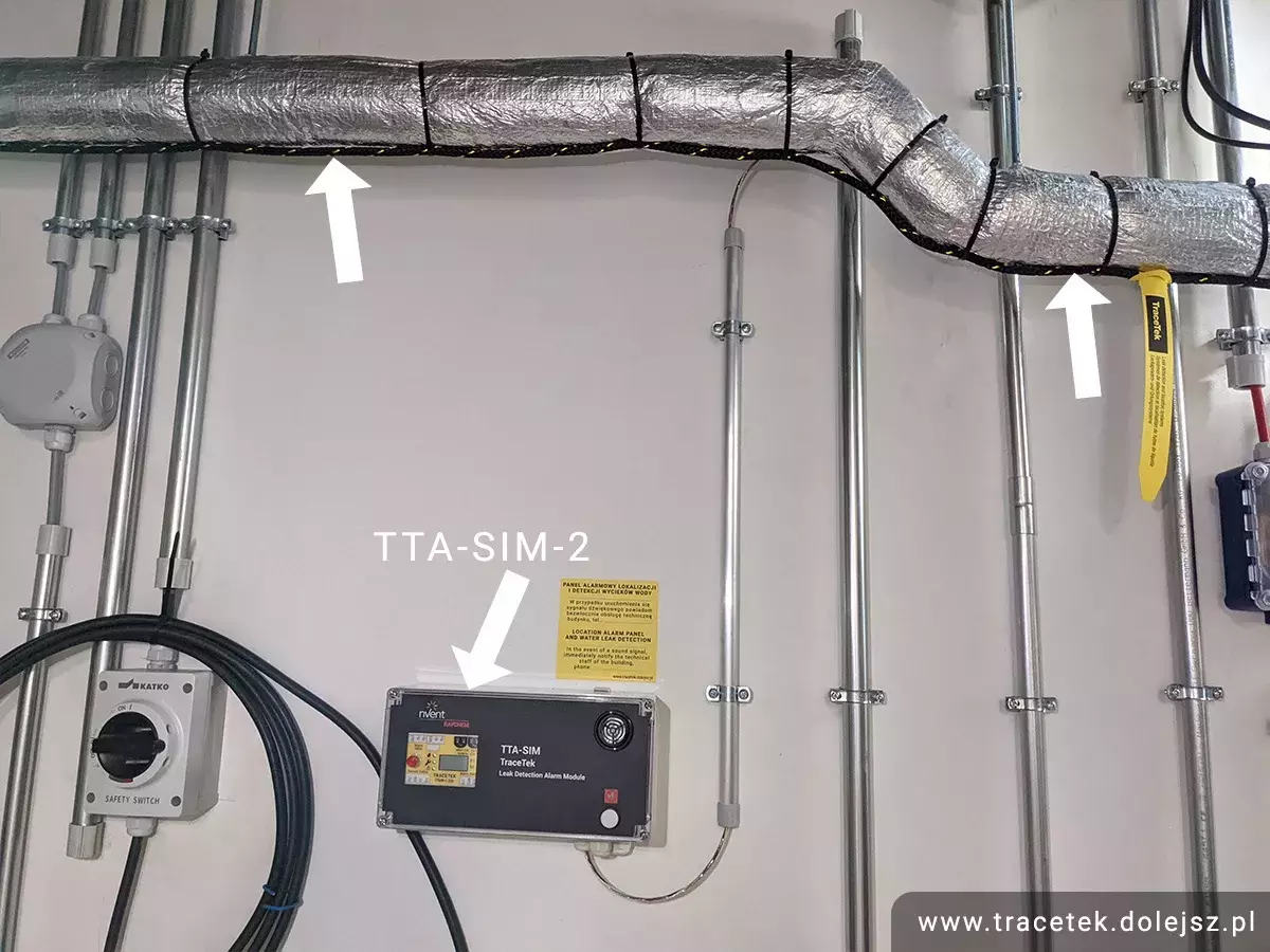 TraceTek TT1100-OHP-7.5M-PC przewód sensorowy do wykrywania wycieków wody, glikolu | montaż na rurociągach | 7,5 m | złącza PC